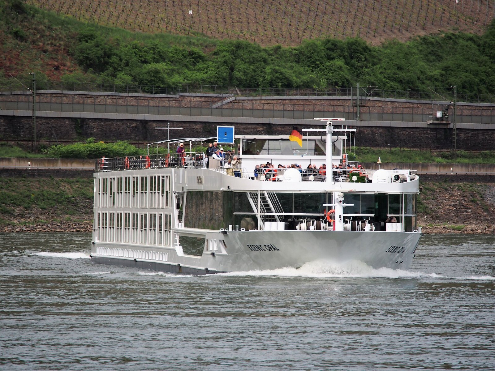 Scenic river cruise Space-Ship on the Rhine